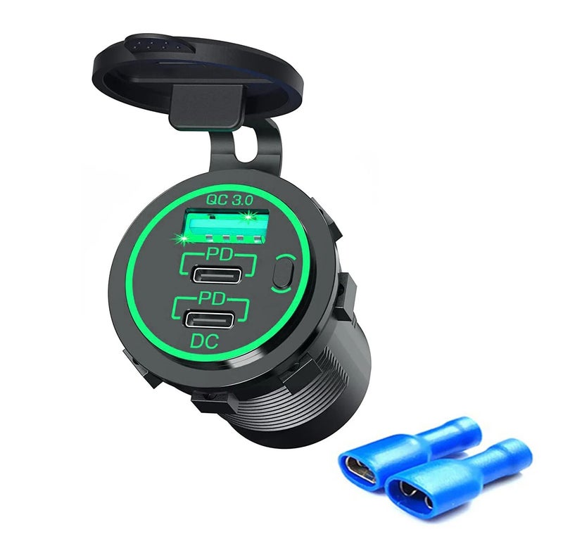 Y&D Original Dual PD USB-C Fast Car Charger, QC3.0 Triple Power Outlet Cigarette Lighter Adapter, Automobile Chargers Electronic Accessories - Image 1